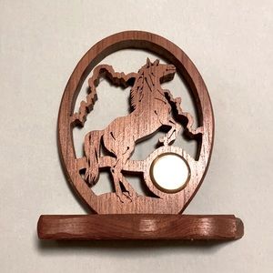 Vintage wood horse desk clock